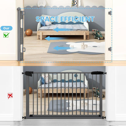 HAMOPY Retractable Baby Gate, 33" Tall, Extends up to 55" Wide, Durable Auto-Lock Baby Gates for Stairs, Mesh Dog Gate and Child Safety Gates for Doorways, Hallways, Indoor, Outdoor(Black)