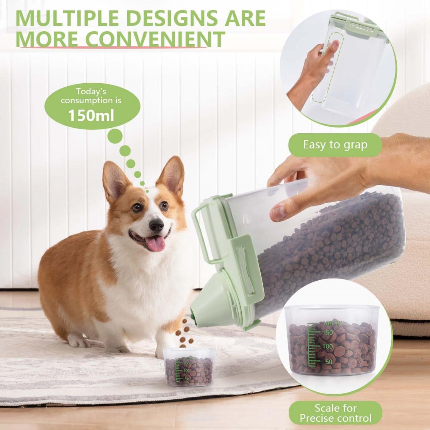 SenseYo 2.5lb Pet Food Storage Container with Measuring Cup, 3L Cat Food Storage Container Dog Food Storage BPA Free for Small Dog, Cat, Bird (Pink)