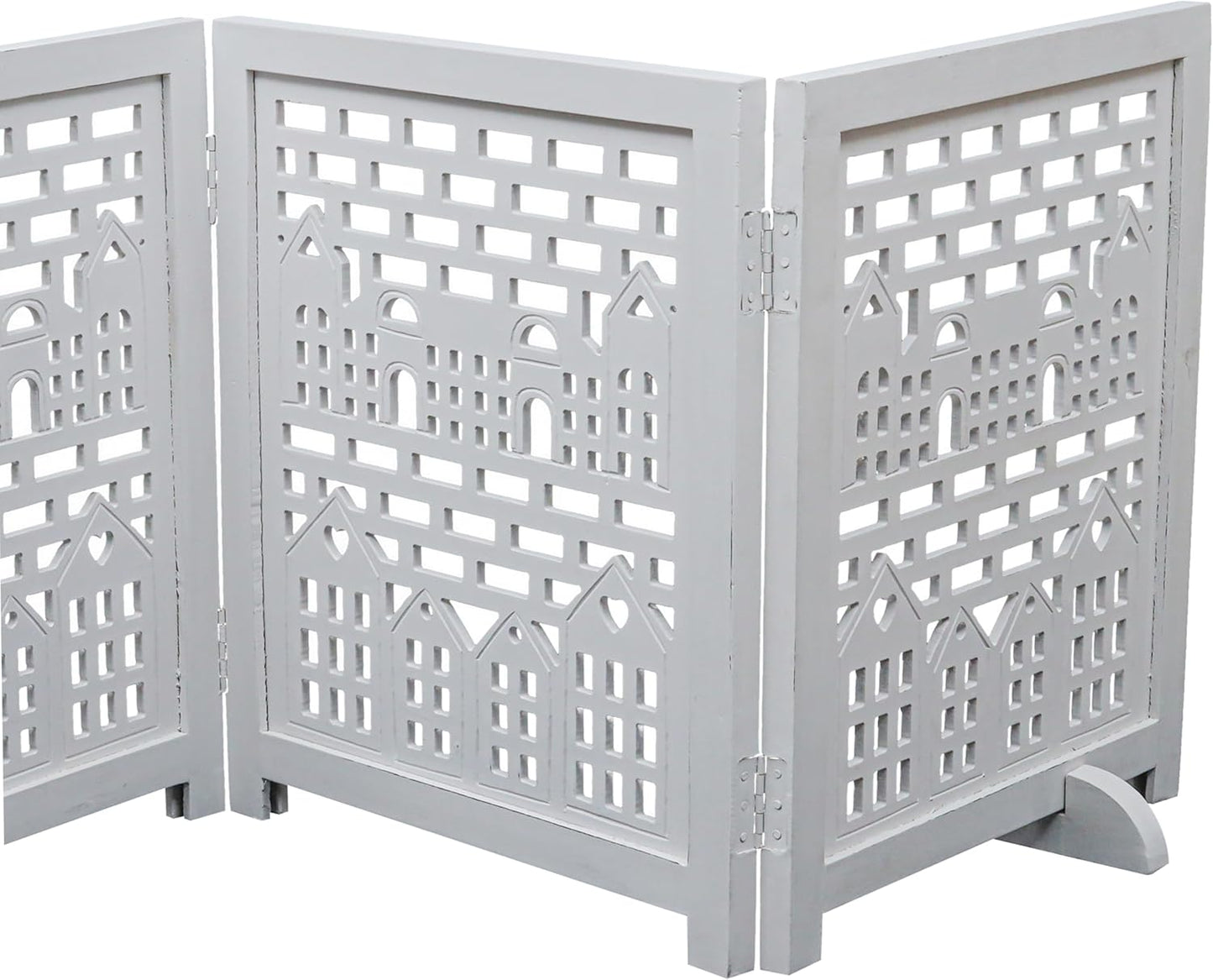Freestanding Pet Gate for Dogs, Foldable Wooden Dog Gate for House, Indoor Dog Gate for Stair, Doorway, House Design Gates for Dogs Indoor, 72 Inch Wide, (18" x4 Panels 72 inch), Burnt Finish