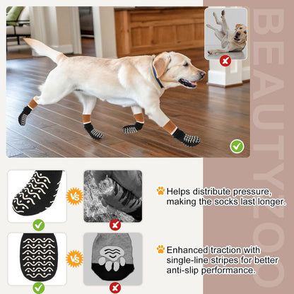 BEAUTYZOO Dog Socks to Prevent Licking Paws -Dog Shoes for Hot Pavement & Hardwood Floors Anti Slip, Traction Control Boots & Paw Protectors with Double Side Grips for Small Medium Large Senior Dogs