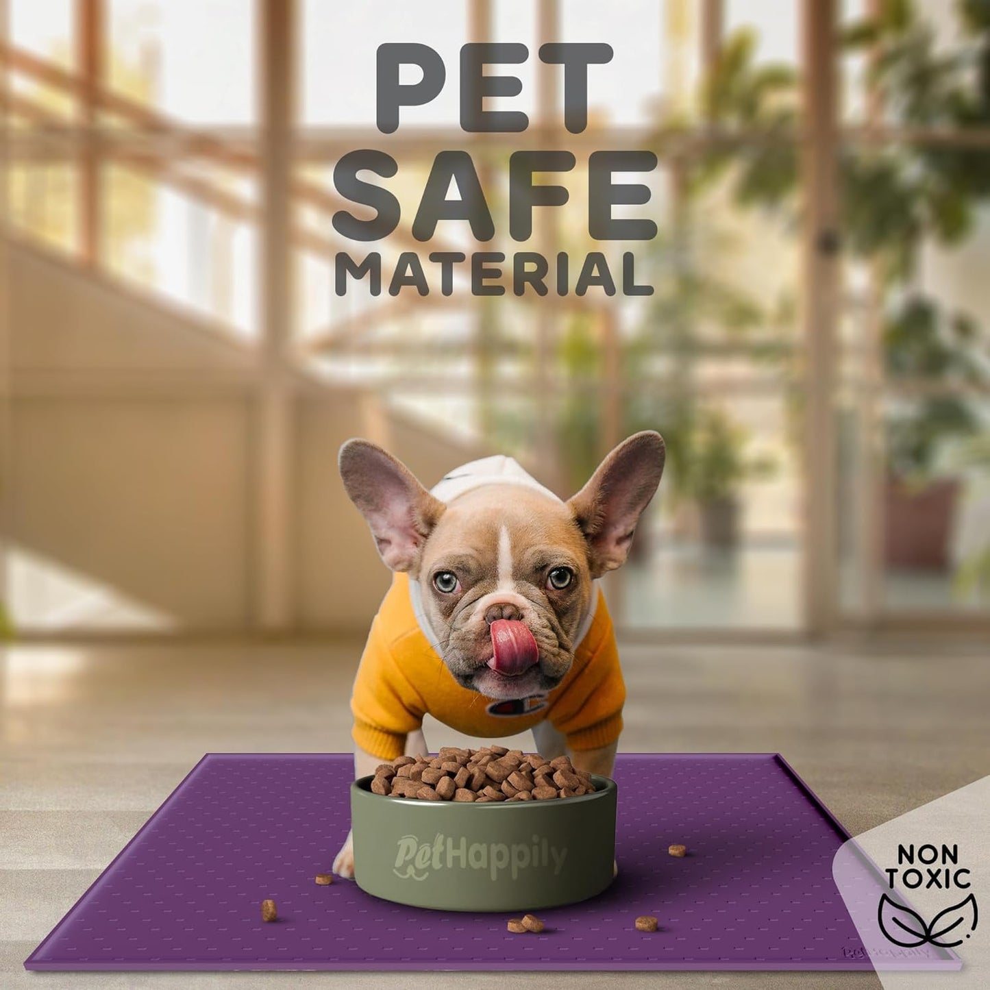 Dog Food Mat - Raised Edges Dogs Mat for Food and Water Prevent Spill, Waterproof Cat Food Mats Protect Floors, Easy Clean Dog Bowl Mats for Food and Water, Silicone Pet Feeding Placemats