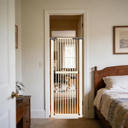 Lumizone Extra Tall Cat Gate 61.02" High Pressure Mounted Extra Wide 30.12"-34.05" (17Sizes) 1.37" Gap No Drilling Auto-Close Tall Pet Gate for Dogs (Black, 30.12"-34.05" W)