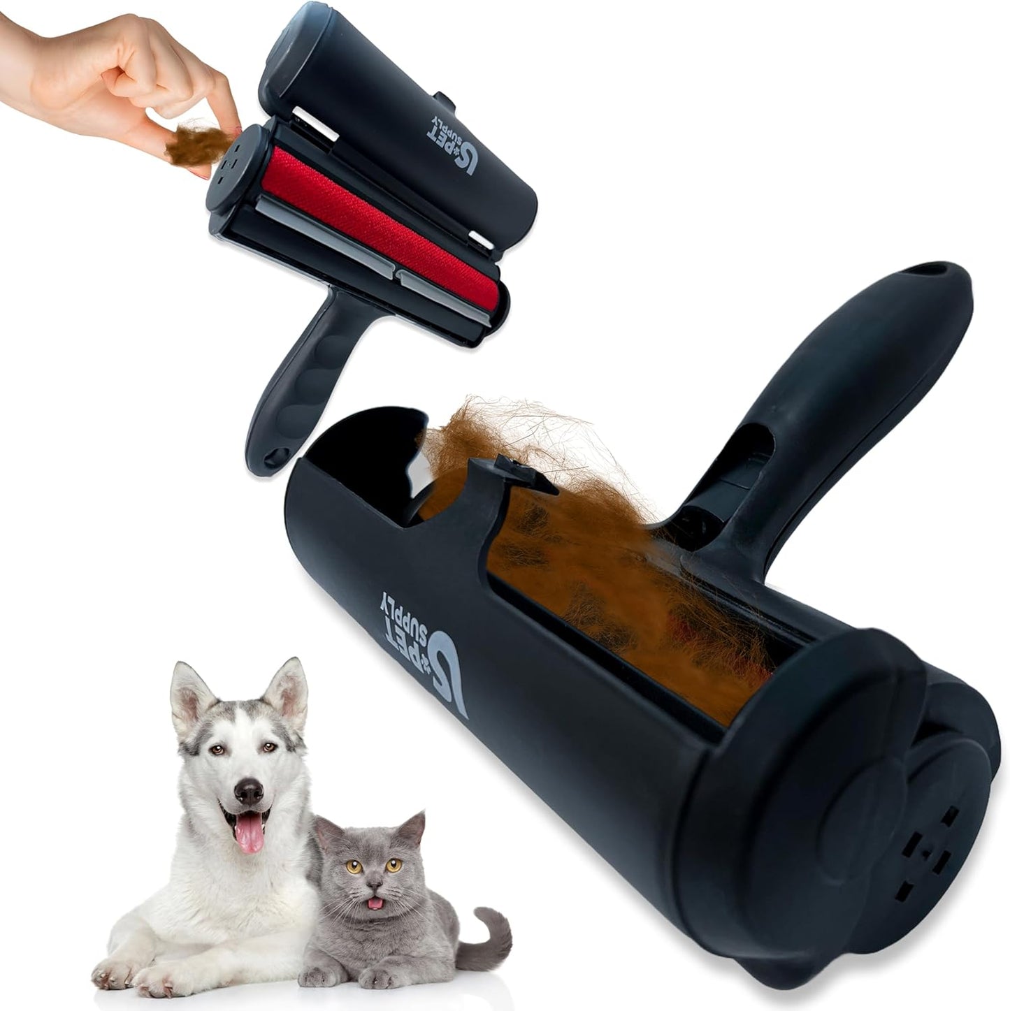 Pet Hair Remover Roller -Reusable, Self Cleaning Lint Roller for Pet Hair Removal on Furniture, Carpets, Clothes & Car Seats-Dog & Cat Hair Remover No Sticky Tapes (White)