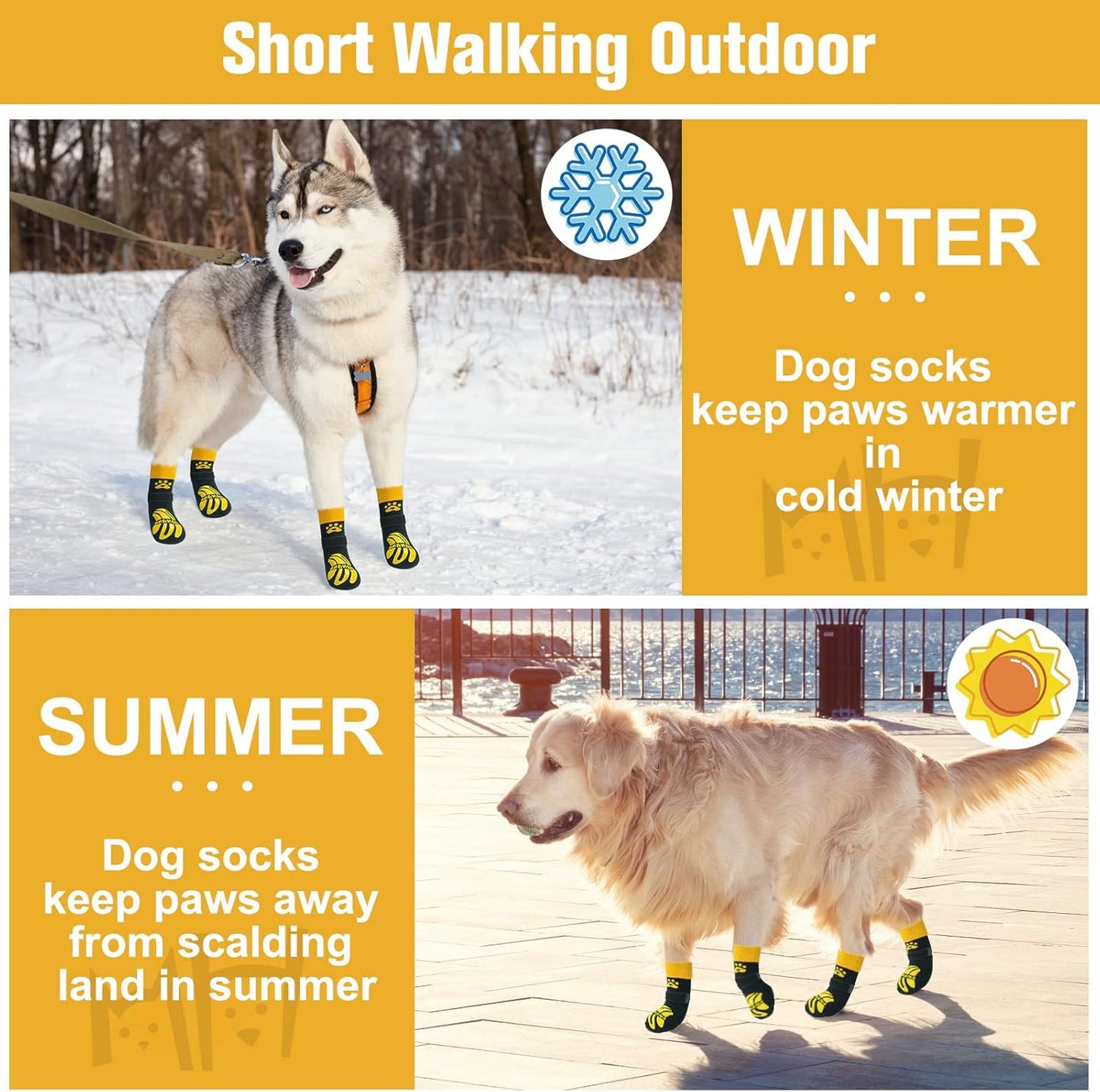 BEAUTYZOO Anti-Slip Dog Socks,Dog Shoes for Hot/Cold Pavement,Paw Protectors with Grips 3 Pairs for Puppy Small Medium Large Senior Old Dogs,Dog Socks to Prevent Licking and Hardwood Floor Protection