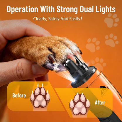 Electric Dog Nail Grinder: 5-Speed Quiet Dog Nail Trimmer with LED Light, Adjustable Safety Guard, Rechargeable Cordless Design for Small to Large Dogs & Cats(Black)