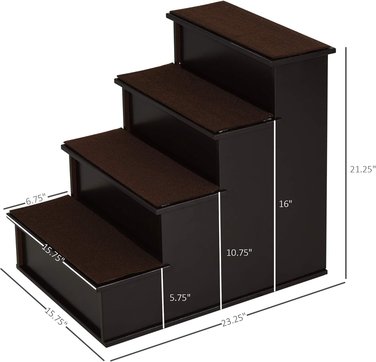 PawHut Pet Stairs, Small Pet Steps with Cushioned Removable Covering for Dogs and Cats Up to 22 Lbs., Natural
