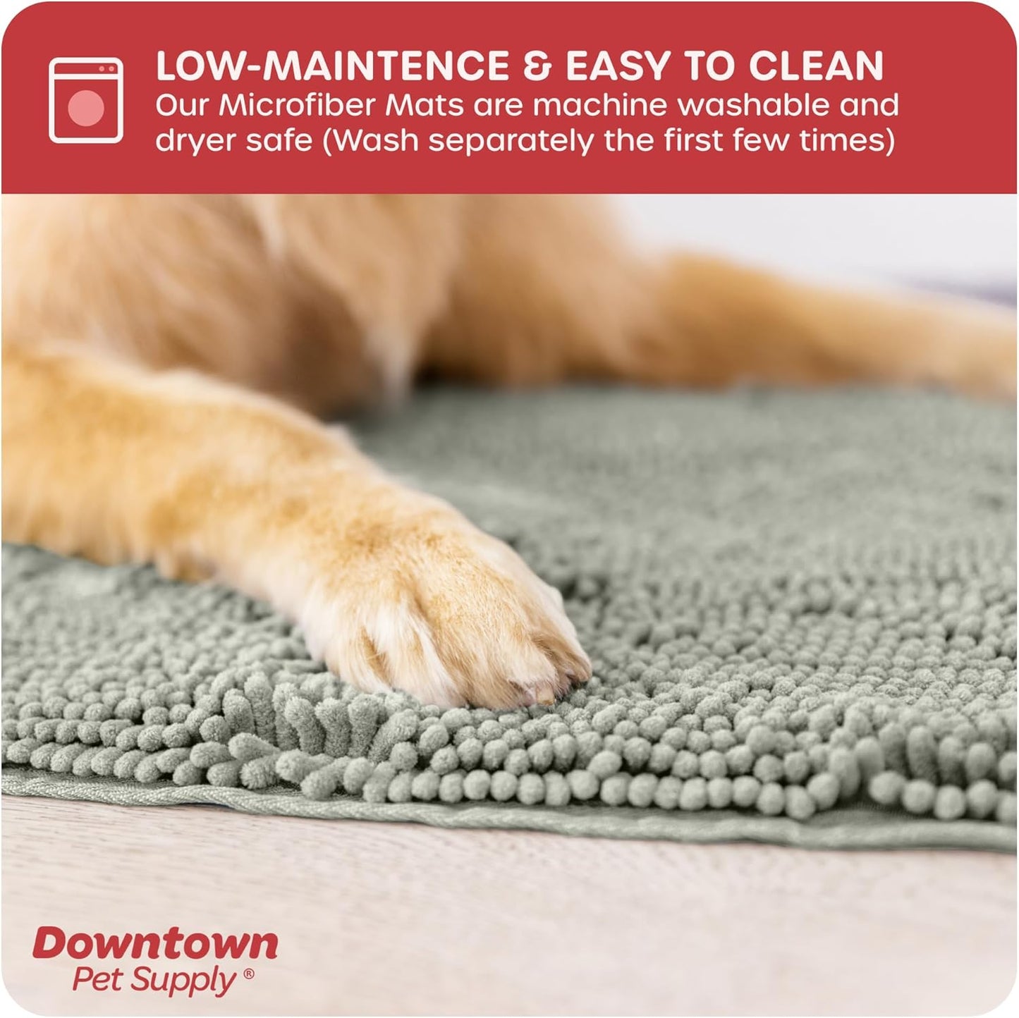 My Doggy Place Dog Mud Mat, 36"x26" Ash – Thick Microfiber Entry Rug for Snow, Mud & Salt – Absorbent, Quick-Dry, Washer-Safe & Non-Slip, Large