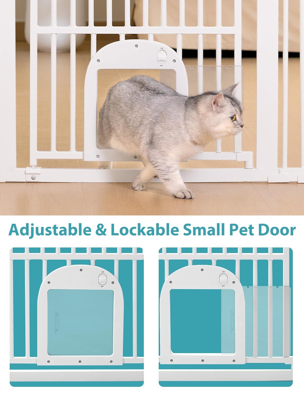 No Pawblems 55" Extra Tall Pet Gate for Cat/Dog, 29-40" Wide Auto Close Tall Dog Gate for Doorways/Hallways, 1.37" Ultra Narrow Spacing, NO Drilling Pressure Mounted, Black