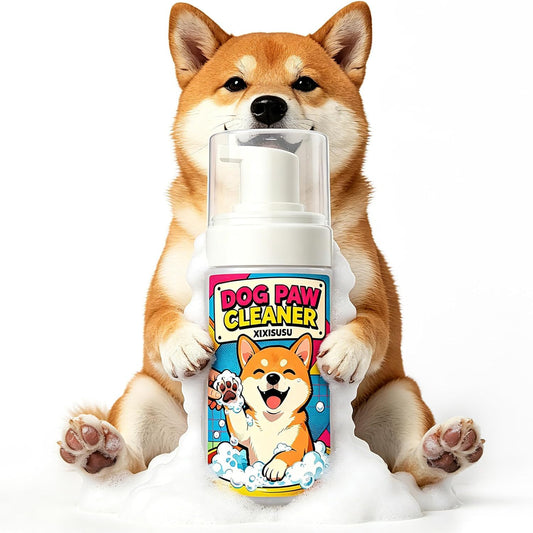 Dog Paw Cleaner with Scrubber Brush - 5 fl oz Waterless Cleaning Foam for Dirty & Muddy Paws, No-Rinse Formula for Dogs & Cats, Quick-Dry Alternative to Wipes for Puppies & Kittens