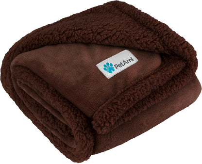 PetAmi Dog Blanket for Medium Large Dogs, Pet Bed Blanket Cat Puppy Kitten, Fleece Furniture Couch Cover Protector Sofa Car, Soft Sherpa Dog Throw Plush Reversible Washable, 40x60 Plaid Dark Gray