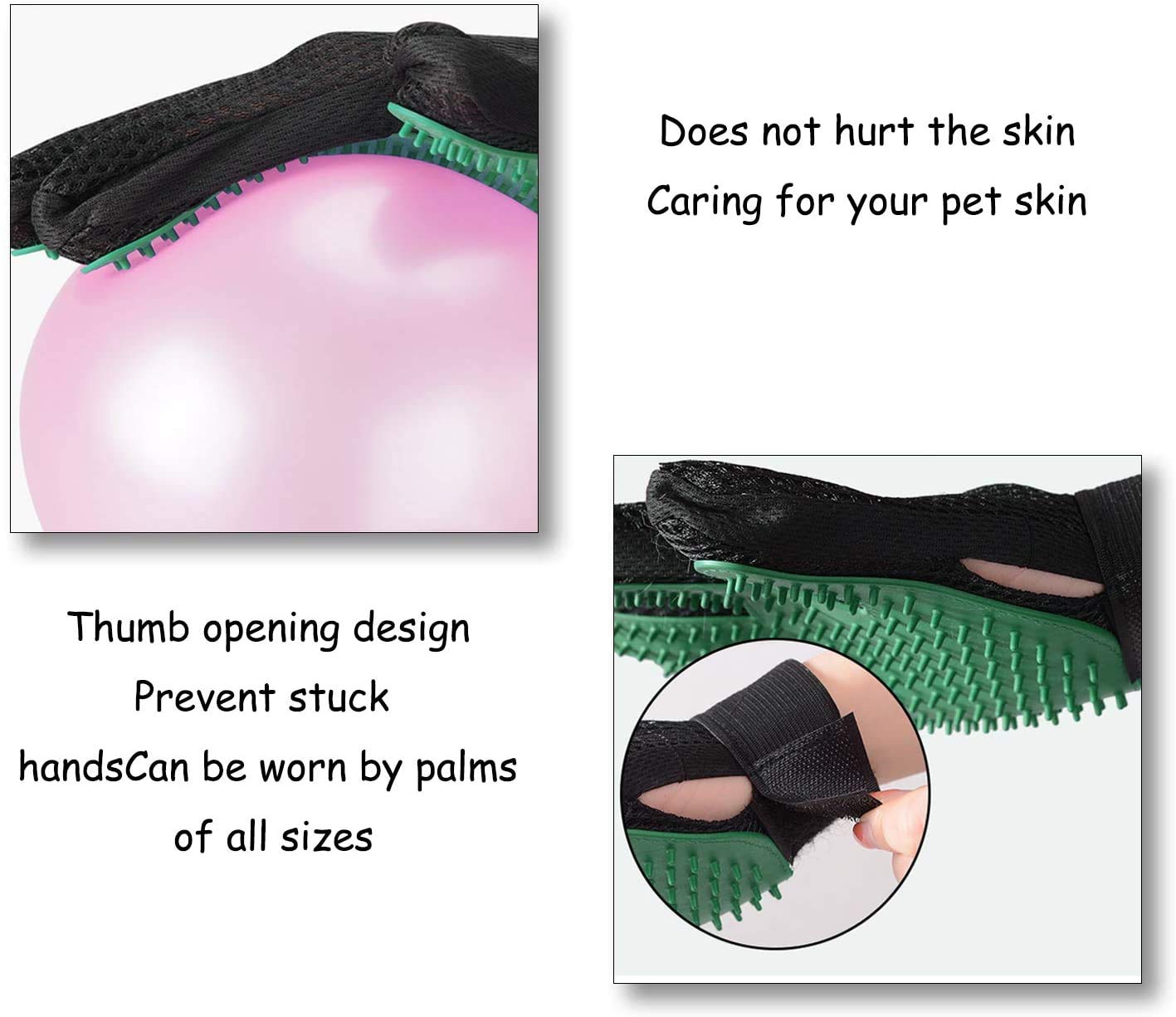 Pet Grooming Glove Hair Remover Brush Gentle Deshedding Efficient Pet Mitt Pet Massage Gloves Left & Right Hand Draw Dogs Cats Horses Long Short Fur (1Pair Left & Right Hand (Blue))
