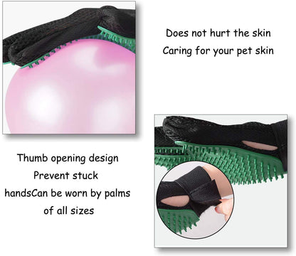 Pet Grooming Glove Hair Remover Brush Gentle Deshedding Efficient Pet Mitt Pet Massage Gloves Left & Right Hand Draw Dogs Cats Horses Long Short Fur (1Pair Left & Right Hand (Blue))