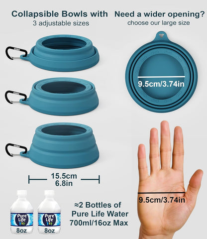 OHMO Spill Proof Collapsible Dog Water Bowl 24oz for Cars, No Splash Portable Bowls for Dog Travel, Dishwasher Safe, Pet Essentials for Road Trips, Cat Travel Accessories