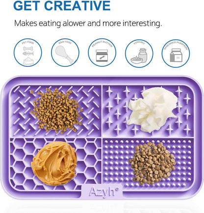 Azyh Licking Mat for Dogs & Cats 2 Pack, Slow Feeder Lick Pat for Large Dogs and Puppies, Anxiety Relief Dog Toys Feeding Mat for Butter Yogurt Peanut, Pets Bathing Grooming Training Mat (9.9'' × 6'')