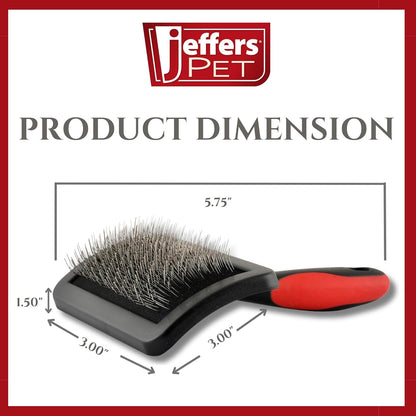 Jeffers Pet Dual Level Pin Universal Slicker Brush for Dogs, Cats & Small Pets - Curved Grooming Brush with Long & Short Pins for Shedding, Detangling, Finishing - Remove Mats & Dead Coat - Large