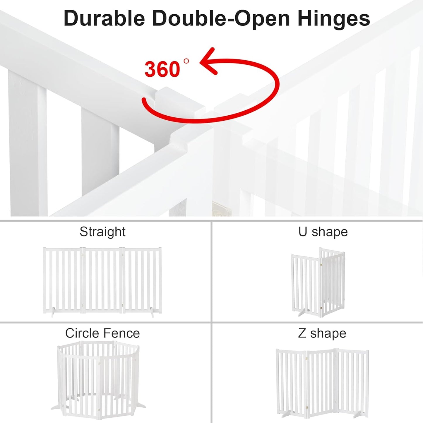 36" Height Extra Tall Freestanding Pet Gate, Solid Wood Folding Safety Fence Wooden Dog Gate with 2 PCs Support Feet Ideal for Stairs, Doorways, Halls, Kitchens, Heavy Duty Gates, 3 Panels, Oak