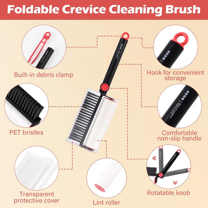 3-in-1 Pet Hair Remover Tool: Soft Dust Brush, Lint Roller for Clothes & Bench Brush with 180° Adjustable Handle, Pet Hair Removal for Dog/Cat Hair on Clothes, Bed, Sofa (2-pack lint roller, One Size)