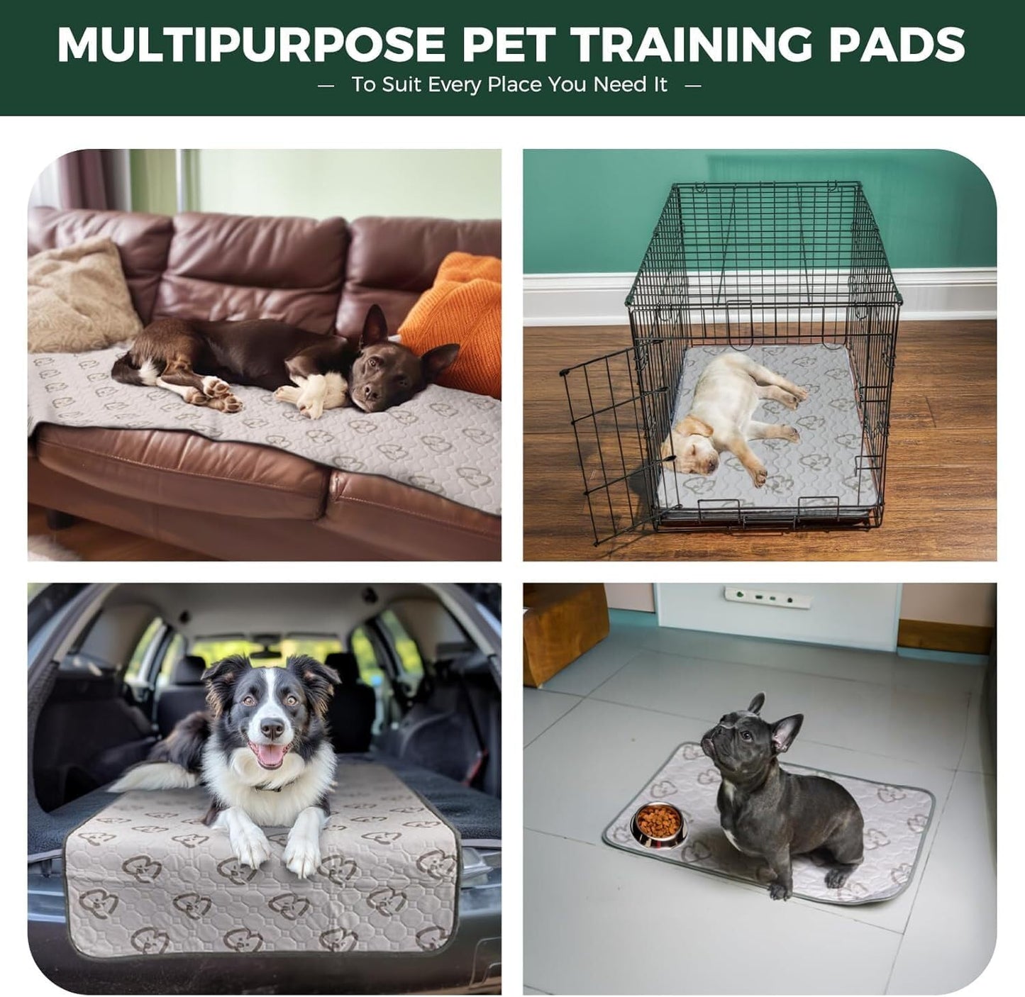 FXW Washable Pee Pads for Dogs, Puppy Pads with Super Absorbent, Specifically Designed for FXW Rollick/Homeplus 24inch 6 Panels Dog Playpen, 39" x 63" Rectangle, Khaki, 1 Pack