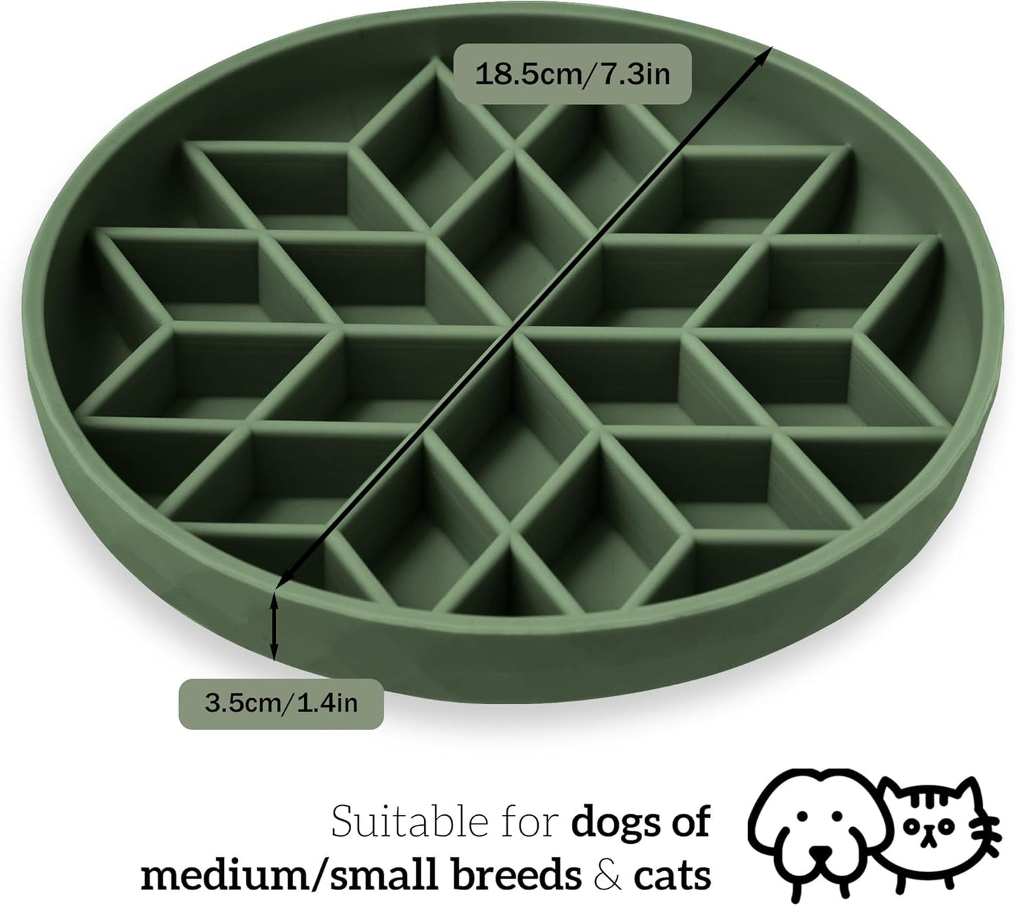 OHMO Slow Feeder Dog& Cat Bowl, Silicone Puppy Cat Food Bowl with Anti-Slip Suction Cup Slow Down Small Dogs Eating, Anti Choking (S-Tree of Life,Sage Green)