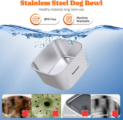 Pawtners All Stainless Steel Dog Water Bowl No Spill,135oz Anti-Splash Dog Bowl with Non-Slip Base, Spill Proof for Medium Large Messy Drinkers, Slow Drinking, Slobber Stopper,Easy to Clean