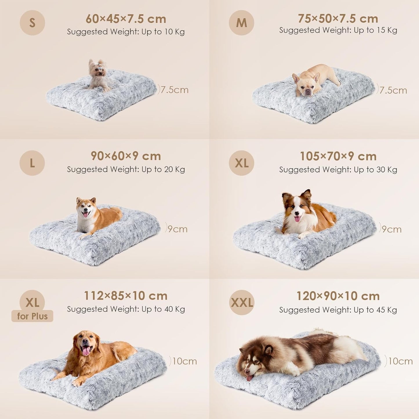 EHEYCIGA Fluffy Dog Crate Bed for Medium Dogs, Plush Faux Fur Crate Pad, Calming Anti Anxiety Medium Dog Bed, Washable Soft Warm Crate Mat with Non-Slip Bottom