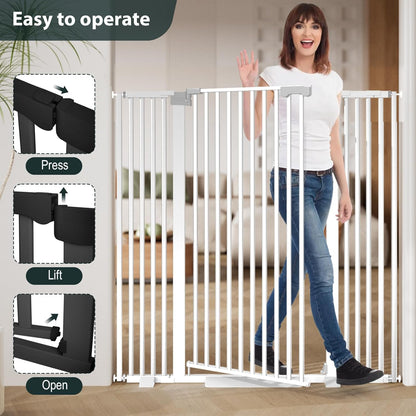 51'' Extra Tall Cat Gate for Doorways Hallways 30-40.9'' Wide, Pressure Mounted Pet Dog Gates No Drilling Auto Close, Cat Fence Barrier Indoor Climb Proof (Black)