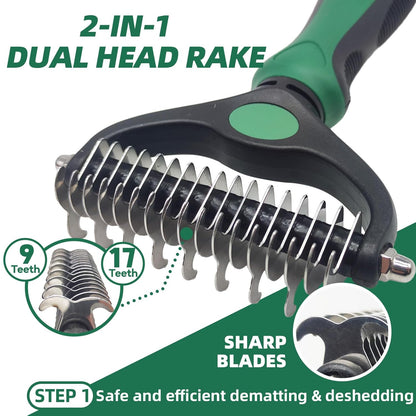 Dog Brush for Shedding,7 PCS Pet Grooming Brush Kit to De-fur & Hair Slicker Deshedding Brushes with Undercoat Rake Comb Bath Brush&Nail Clipper for Grooming Short Long Haired Dogs Cats Blue