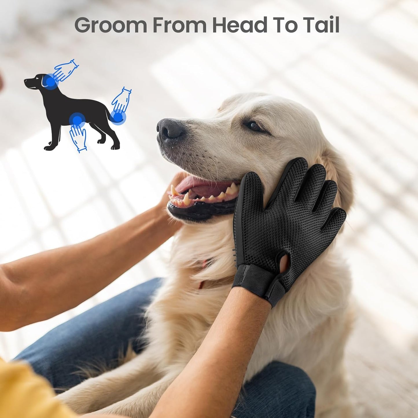 Pet Hair Remover Glove - Gentle Pet Grooming Glove Brush - Deshedding Glove - Massage Mitt with Enhanced Five Finger Design - Perfect for Dogs & Cats with Long & Short Fur - 1 Pack (Right-hand), Green