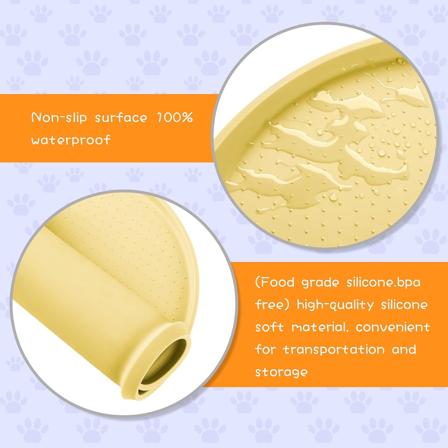 100% Waterproof 0.5" Raised Edge BPA Free Silicone Dog Food Mat, Pet Cat Feeding Mats Contain Spills Protects Floors, Placemats for Cats and Dogs Water Bowl Dishwasher. (Small, Gray)
