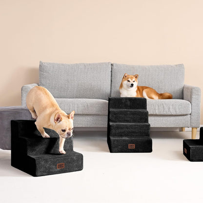 EHEYCIGA Dog Stairs for High Bed 22.5" H, 5-Step Dog Steps for Bed, Pet Steps for Small Dogs and Cats, Non-Slip Balanced Pet Ramp Indoor, Grey