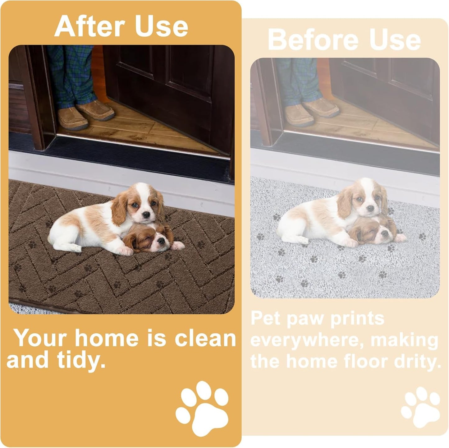 Tindbea Dog Mat for Mud Paws,Absorbs Moisture Dirt Non-Slip Washable Mud Mat for Dogs,Soft Rubber Backing Front Inside Pet Rug for Entryway, Dog Paws, Patio(20"x48",Charcoal)