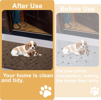 Tindbea Dog Mat for Mud Paws,Absorbs Moisture Dirt Non-Slip Washable Mud Mat for Dogs,Soft Rubber Backing Front Inside Pet Rug for Entryway, Dog Paws, Patio(20"x48",Charcoal)