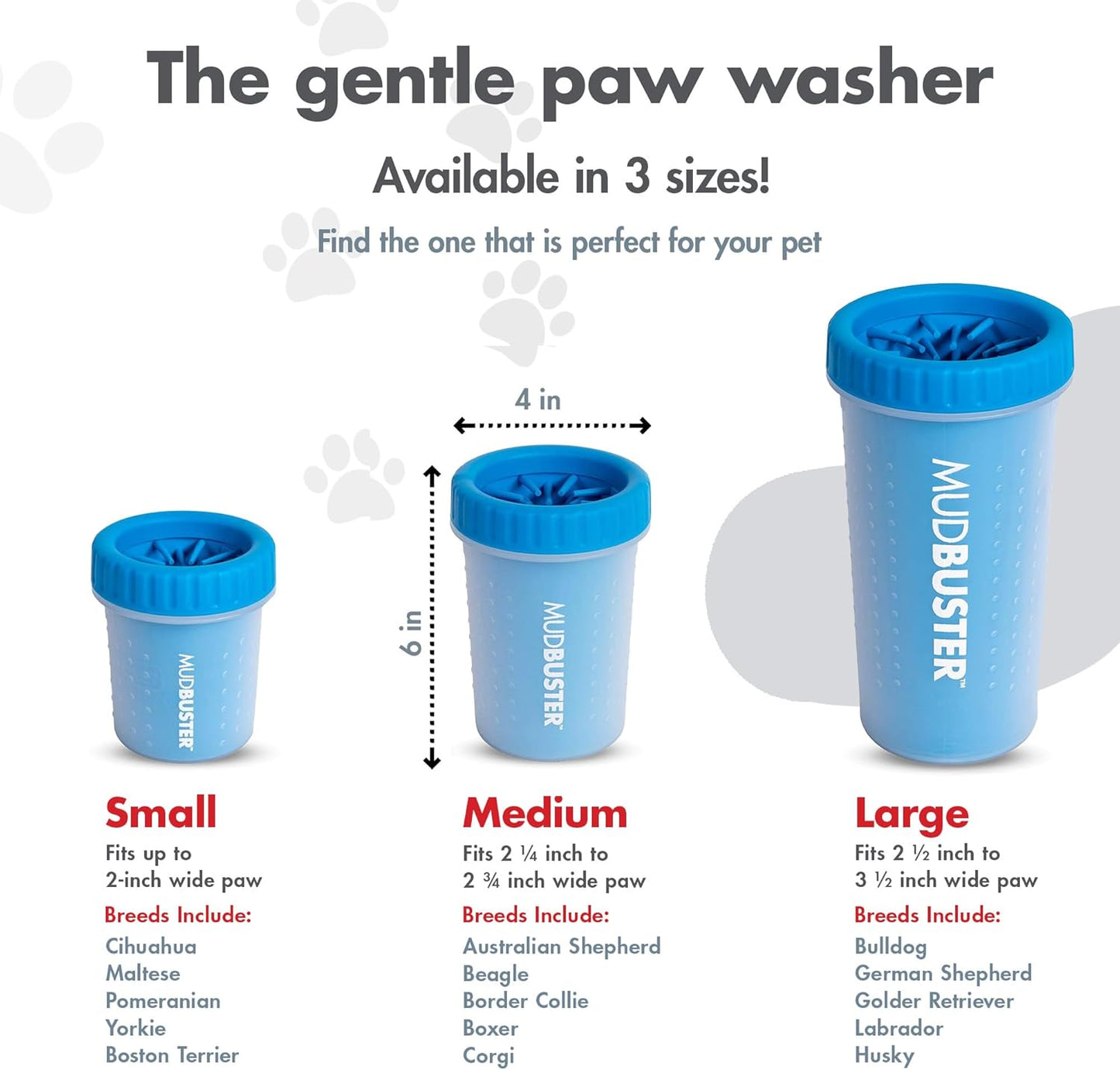 Dexas MudBuster Medium Dog Paw Cleaner in Fuchsia - Fits 1.5"-2.5" Wide Paws, Portable Paw Washer for Muddy Paws, Dog Paw Cleaning Cup with Gentle Silicone Bristles, Quick Clean Pet Paw Washer