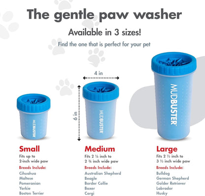 Dexas MudBuster Medium Dog Paw Cleaner in Fuchsia - Fits 1.5"-2.5" Wide Paws, Portable Paw Washer for Muddy Paws, Dog Paw Cleaning Cup with Gentle Silicone Bristles, Quick Clean Pet Paw Washer