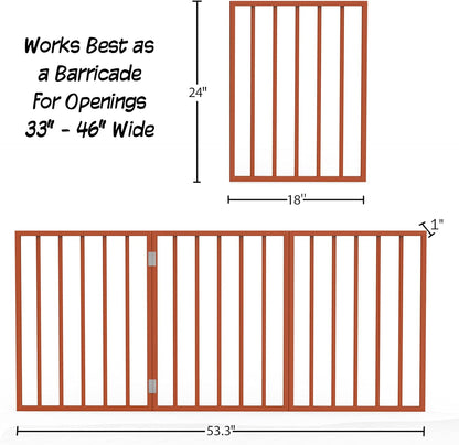 PETMAKER Pet Gate – Dog Gate for Doorways, Stairs or House – Freestanding, Folding, Accordion Style, Wooden Indoor Dog Fence (24-Inch, Mahogany)