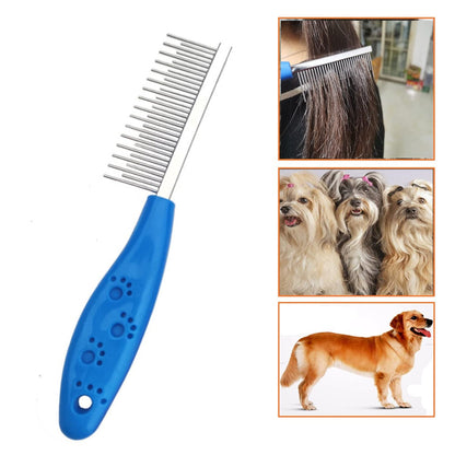 Dog or Cat Comb Grooming with Short and Long Teeth Dematting Knots Tangles Remover Combs Detangler Tool Suitable for Dogs Cats Poodle HorseStainless Steel Pin (Black)
