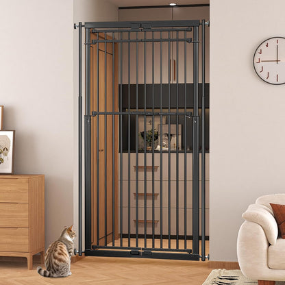 78.8" Extra Tall Cat Gate, 28.3-33" Wide Tall Dog Gate for Doorways/Hallways, NO Drilling Pressure Mounted Pet Gate for Stairs, Kitchen (Black)