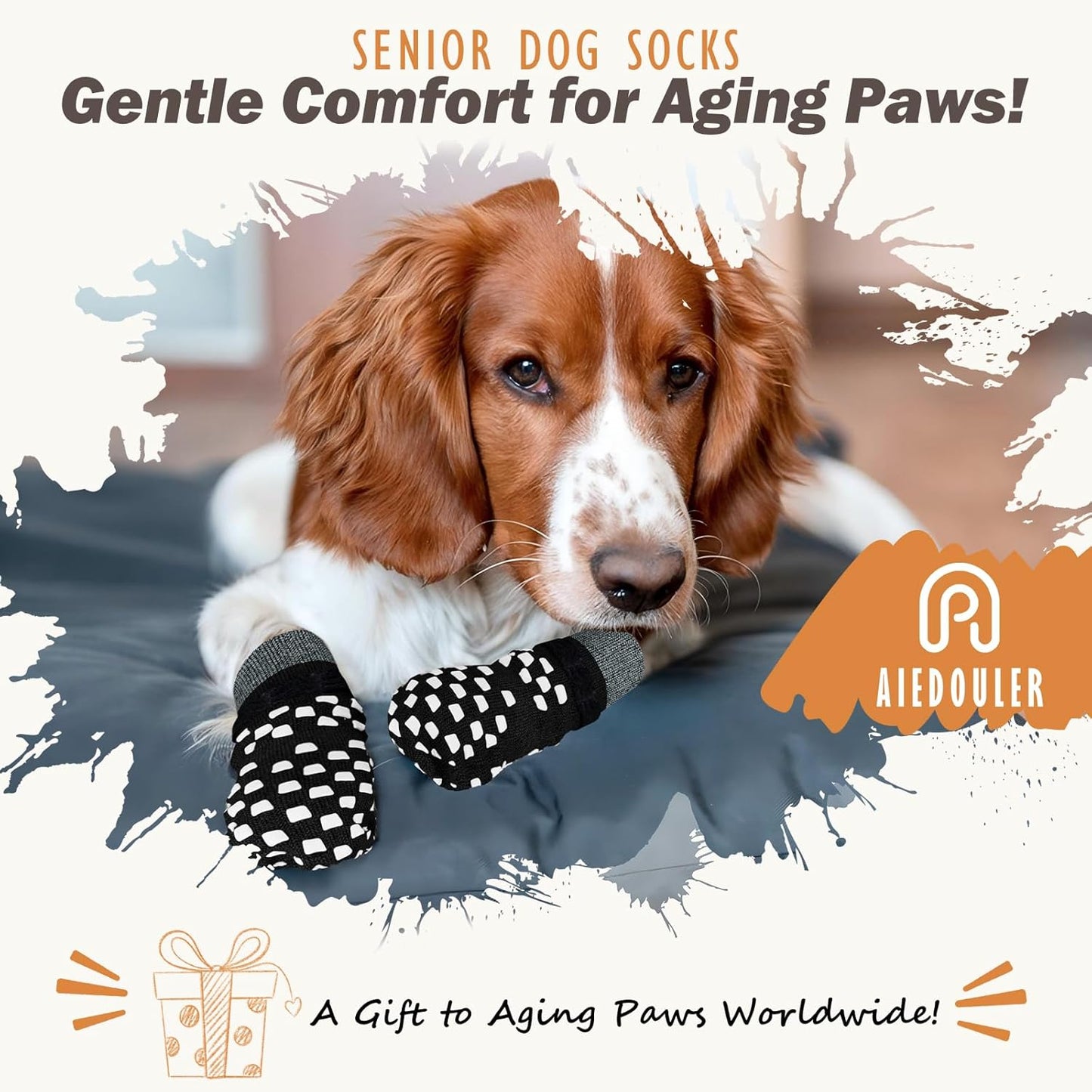 Anti Slip Dog Socks to Prevent Licking Paws, Dog Shoes for Hot/Cold Pavement, Dog Boots on Hardwood Floors, Traction Control Dog Booties & Paw Protectors for Small Medium Large Senior Dogs
