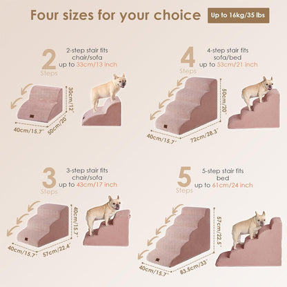 EHEYCIGA Curved Dog Stairs Ramp for High Beds 19.7" H, 4-Step Dog Steps for Small Dogs and Cats, Pet Stairs for High Bed Climbing, Non-Slip Balanced Pet Step Indoor, Grey