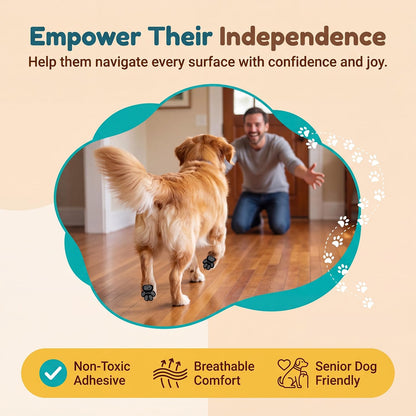 Dog Paw Grips & Protectors for Senior Dogs - Anti-Slip Traction Pads to Prevent Slipping on Hardwood Floors, Strong Grip Paw Stickers for Hot Pavement, Tile & Laminate Floors.