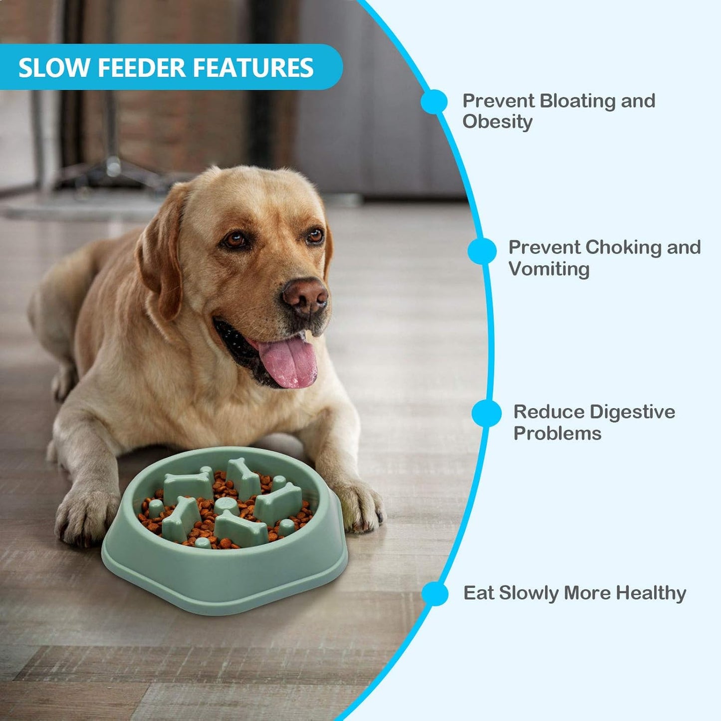 UPSKY Slow Feeder Dog Bowl Anti-Chocking Slower Feeding Pet Puzzle Bowls, Interactive Bloat Stop Dog Food Dishes Non-Slide Dogs Lick Treat for Small Medium