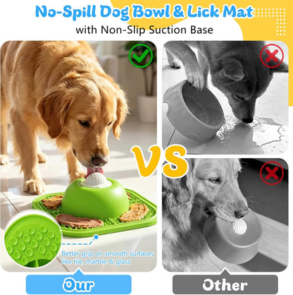 Slow Feeder Dog Bowls & Lick Mat for Liquid and Thick Treat, Anti-Slip Dog Lick Bowl with Interactive Rolling Ball, 5/6 Cup Pup Licking Toy for Large Medium Small Dogs and Cats Blue