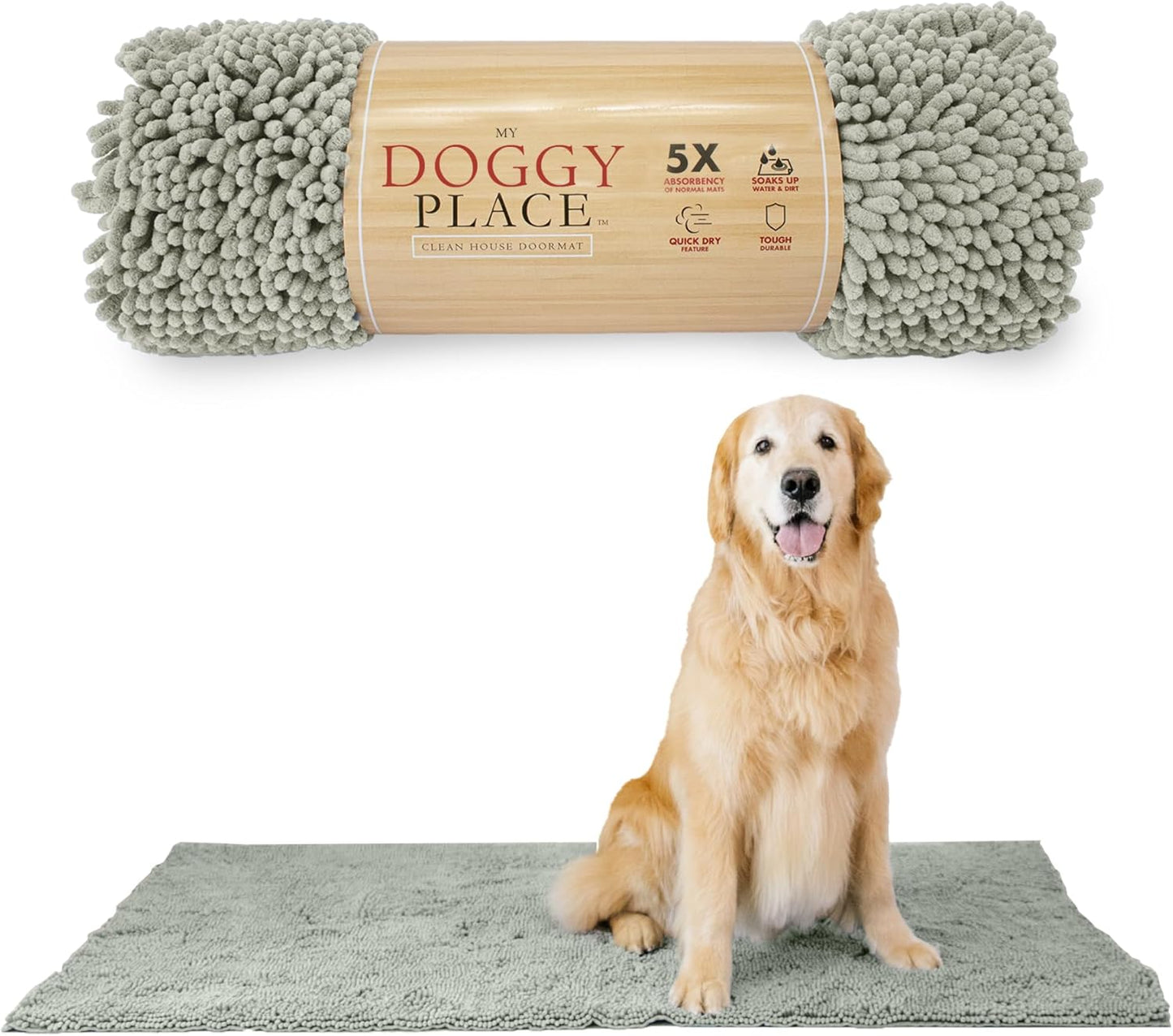 My Doggy Place Dog Mud Mat, 36"x26" Ash – Thick Microfiber Entry Rug for Snow, Mud & Salt – Absorbent, Quick-Dry, Washer-Safe & Non-Slip, Large