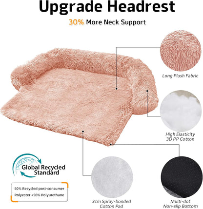 Calming Dog Bed Fluffy Plush Dog Mat for Furniture Protector with Removable Washable Cover for Large Medium Small Dogs and Cats (Large, Light Grey)