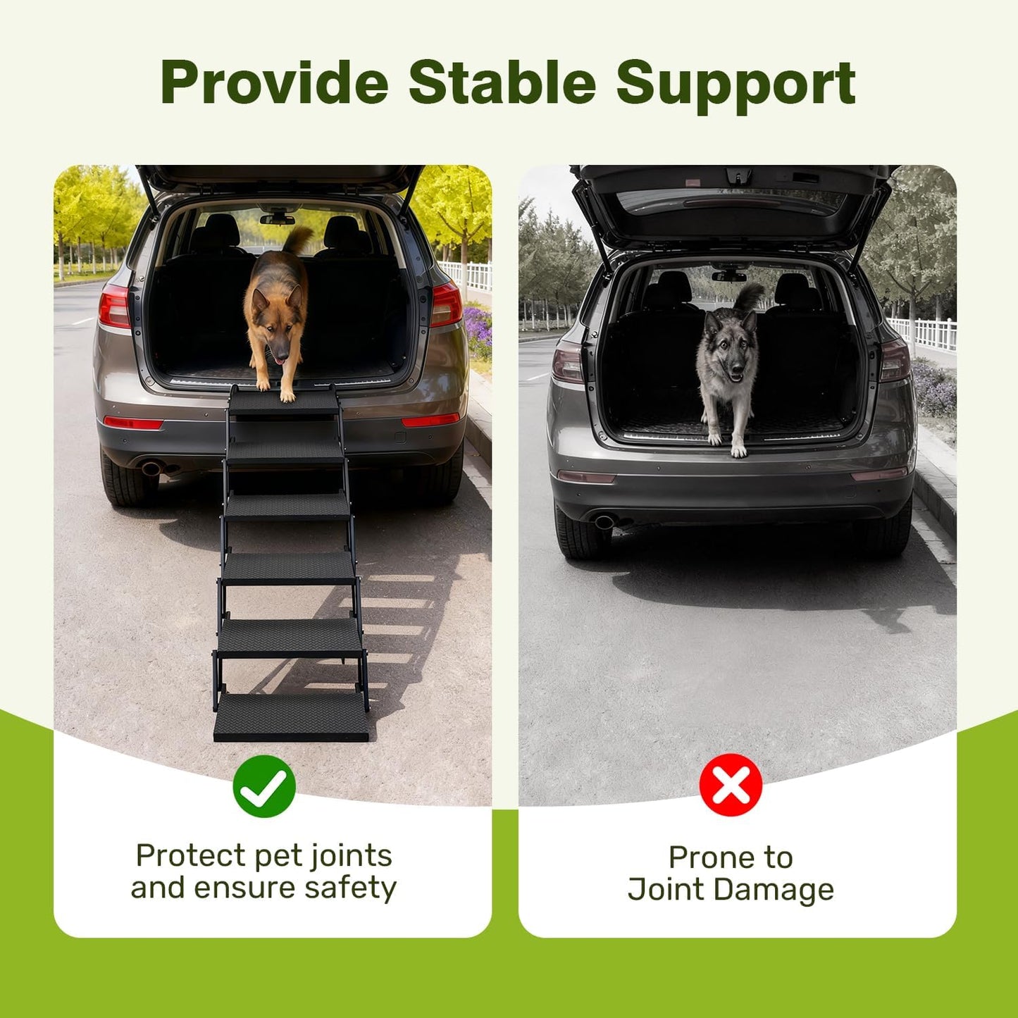 Foldable Dog Car Steps - Upgraded Non-Slip Pet Stairs for Large Dogs, Portable Metal Frame Dog Ramps for High SUV, Truck and Cars, Lightweight Pet Ladder with High Load-Bearing Capacity (6 Steps)