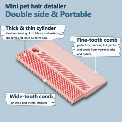 2 Pack Portable Pet Dogs Cats Hair Remover Lint Removal Shaver Tool Fur Scraper Carpet Rake for Couch Furniture Car Mats Fabric Sofa Clothes Bedding Pink
