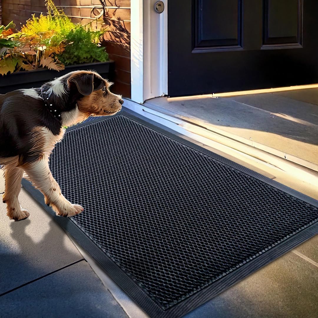 Muddy Mat® Meshy Mat™ Door Mat Heavy-Duty Quick-Dry Floor Mat, Sand & Dirt Trapper for Indoor & Outdoor, Ideal for Entrance, Mudrooms,Patios & Garages,Low-Profile,Non-Slip,Washable– Black 17"x30"x0.4"