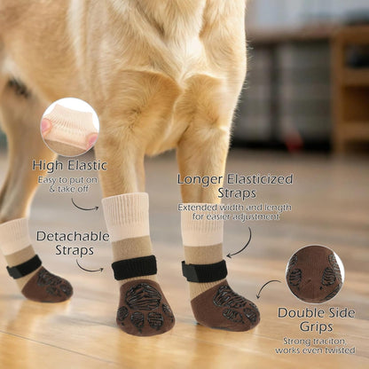 EXPAWLORER Anti Slip Dog Socks to Prevent Licking Paws, Dog Shoes for Hot Pavement Walk, Dog Booties for Hardwood Floors, Dog Boots & Paw Protectors with Grippers for Small Medium Large Senior Dogs M