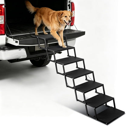 Dog Steps for Car and Truck,25.6" H Foldable Dog Stairs for Large Dogs, Lightweight Pet Stairs Supports Up to 350 lbs, 5 Steps
