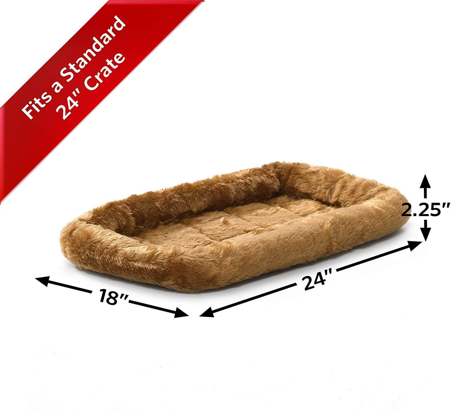 MidWest Homes for Pets QuietTime Dog Bed - White Fleece Bolster, Ultra-Soft and Machine Washable, Fits 24-Inch Crates and Carriers, for Small Breed Dogs